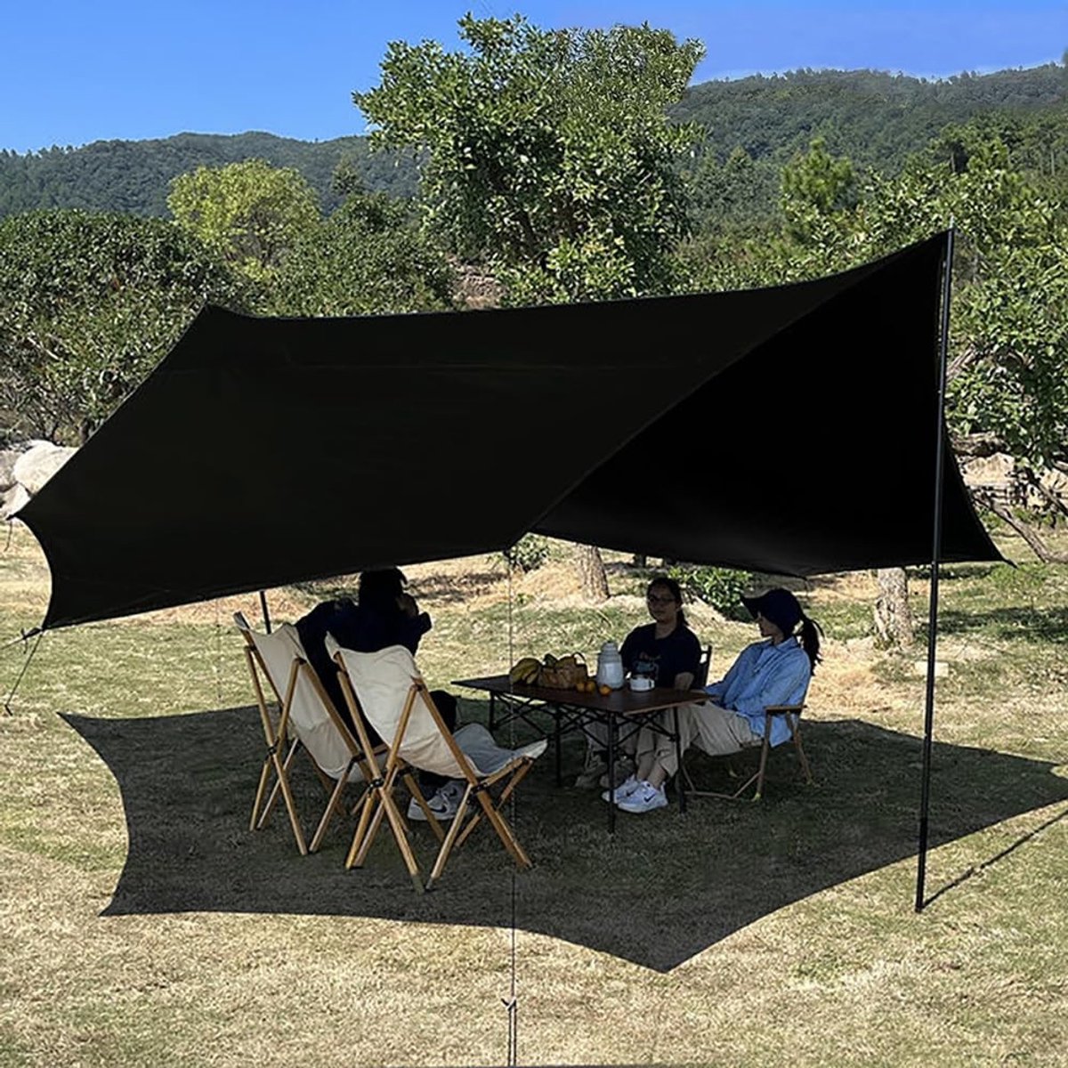 Dailygoods- Campingzeil 5 x 5 m - Waterdichte Luifel - Multifunctioneel Ontwerp - UV-bescherming - Bevestigingspunten - Ruimte voor 8 Personen