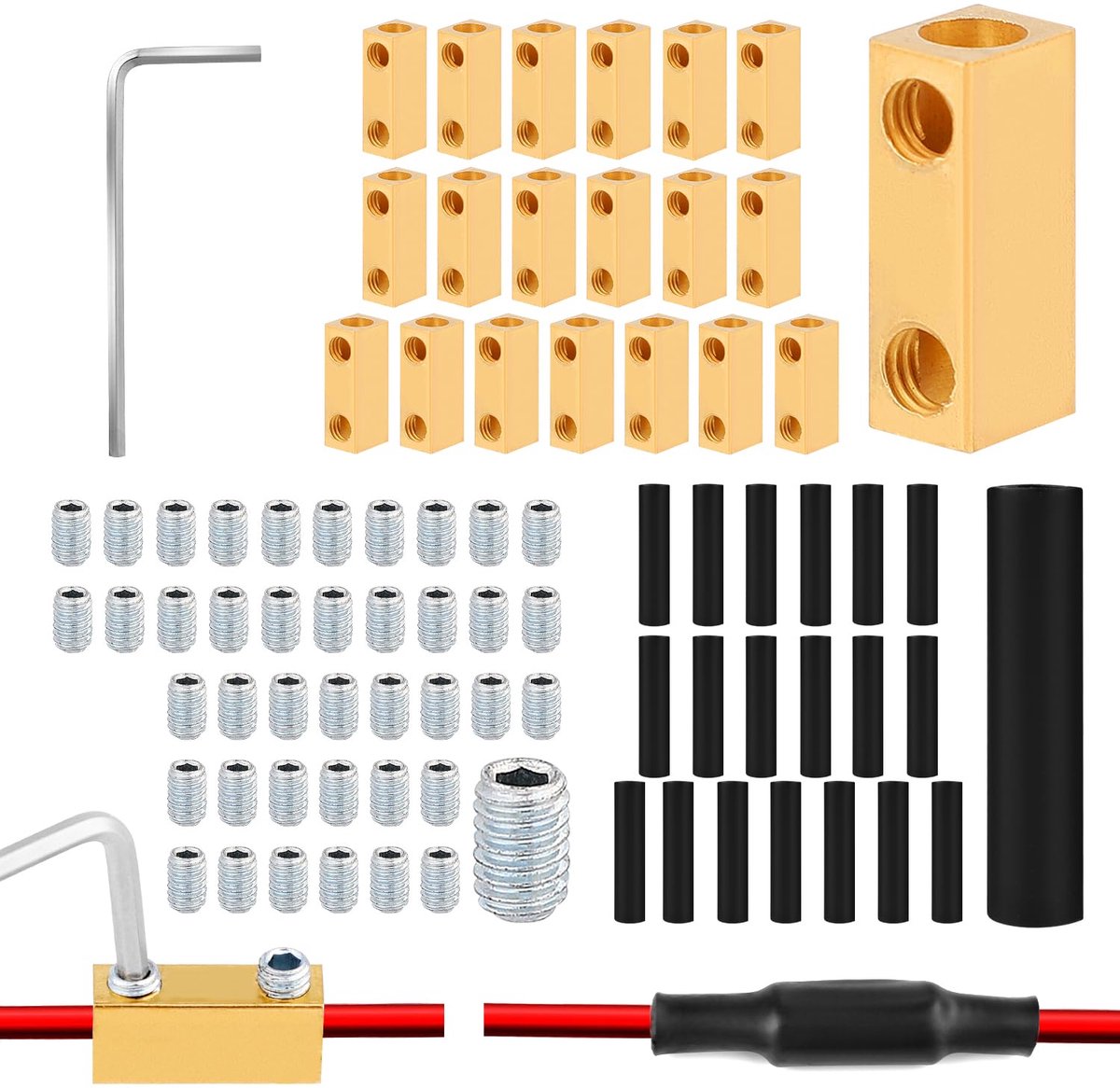 Dailygoods - 20 Stuks 8 Gauge Draadconnectoren - Snelle Aansluitingsset met Warmte Krimp Tubes