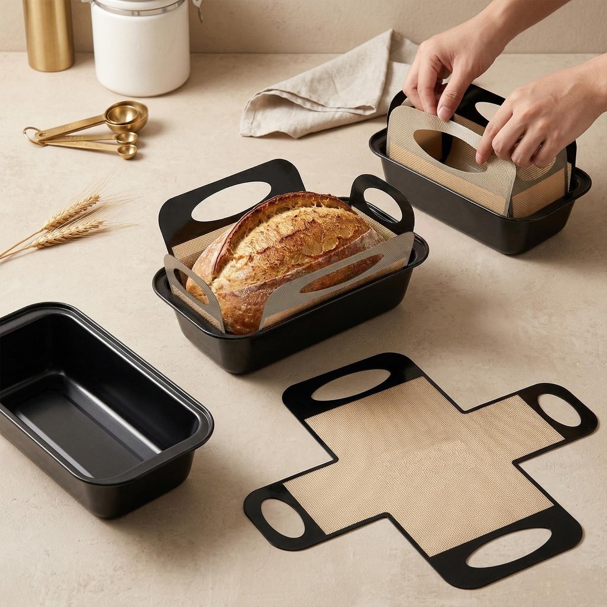 Dailygoods - Set van 2 Rectangular Baking Moulds met Silicone Baking Mat