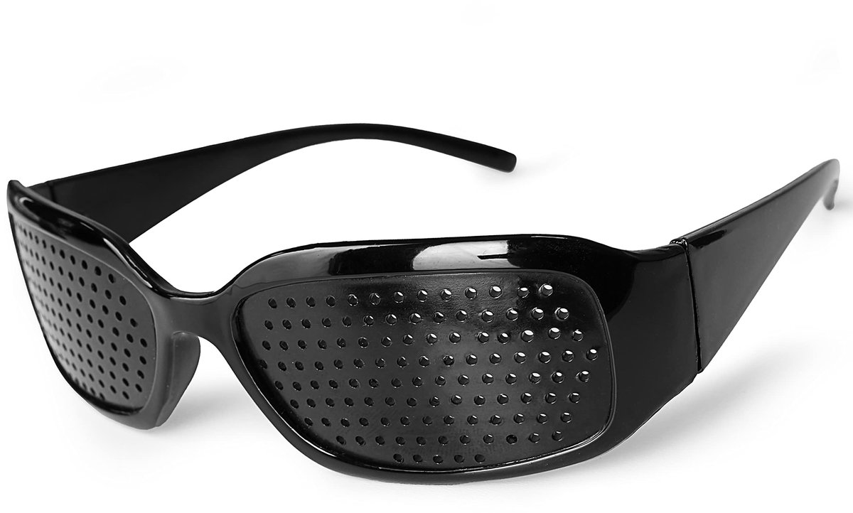 Dailygoods - Geperforeerde Roosterbril voor Oogtraining - Zwart en Opvouwbaar