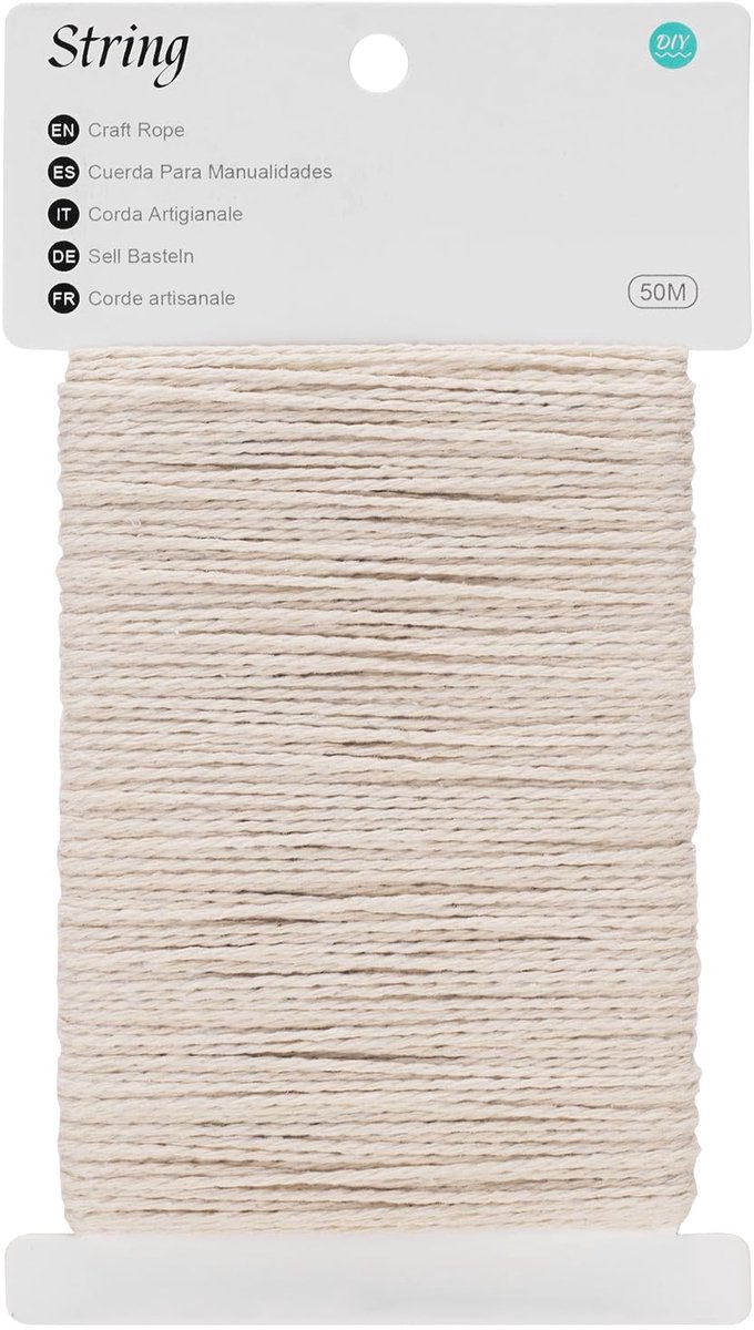 Dailygoods - 50m Witte Katoenen Touw - Voor Koken, Bakken en Creatieve Projecten
