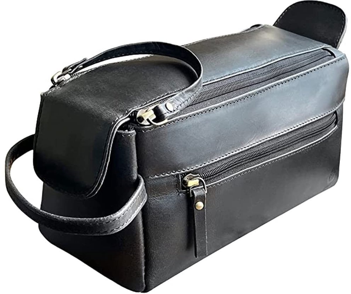 Dailygoods - Handgemaakte Leren Toilettas voor Mannen - Vintage Reisaccessoire