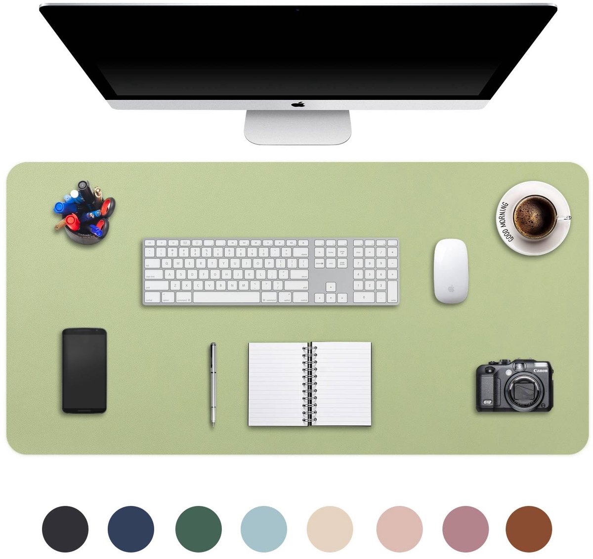 SnelShoppen - DOBAOJIA Muismat XXL - Grote Bureaulegger - Waterdicht PU-leer + Suède Antislip - Laptop Bureaumat 90x43 cm - Licht Groen voor Kantoor e