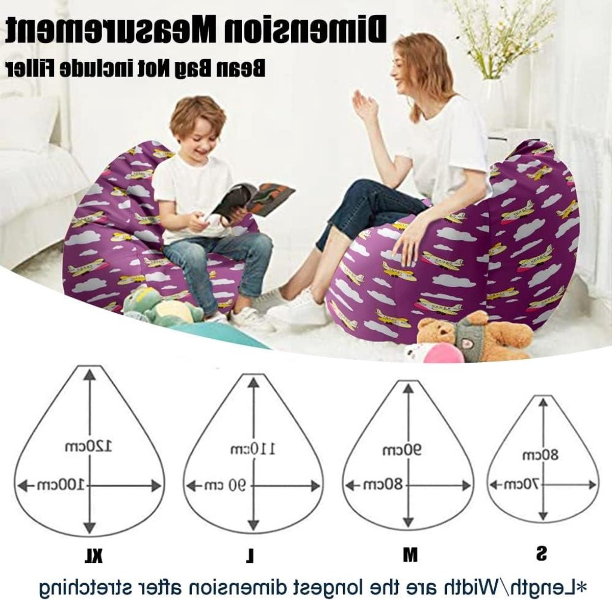 Zitzakhoes - Zitzak Poefhoes - Ontspannen Zitten - Met Rits - 70x80cm - Hondenprint