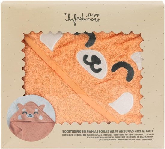 Baby Handdoek Capuchon - Kinderbadjas - Na het badje - Zachte Katoen - 100x100 cm - Rood Panda — afbeelding 3