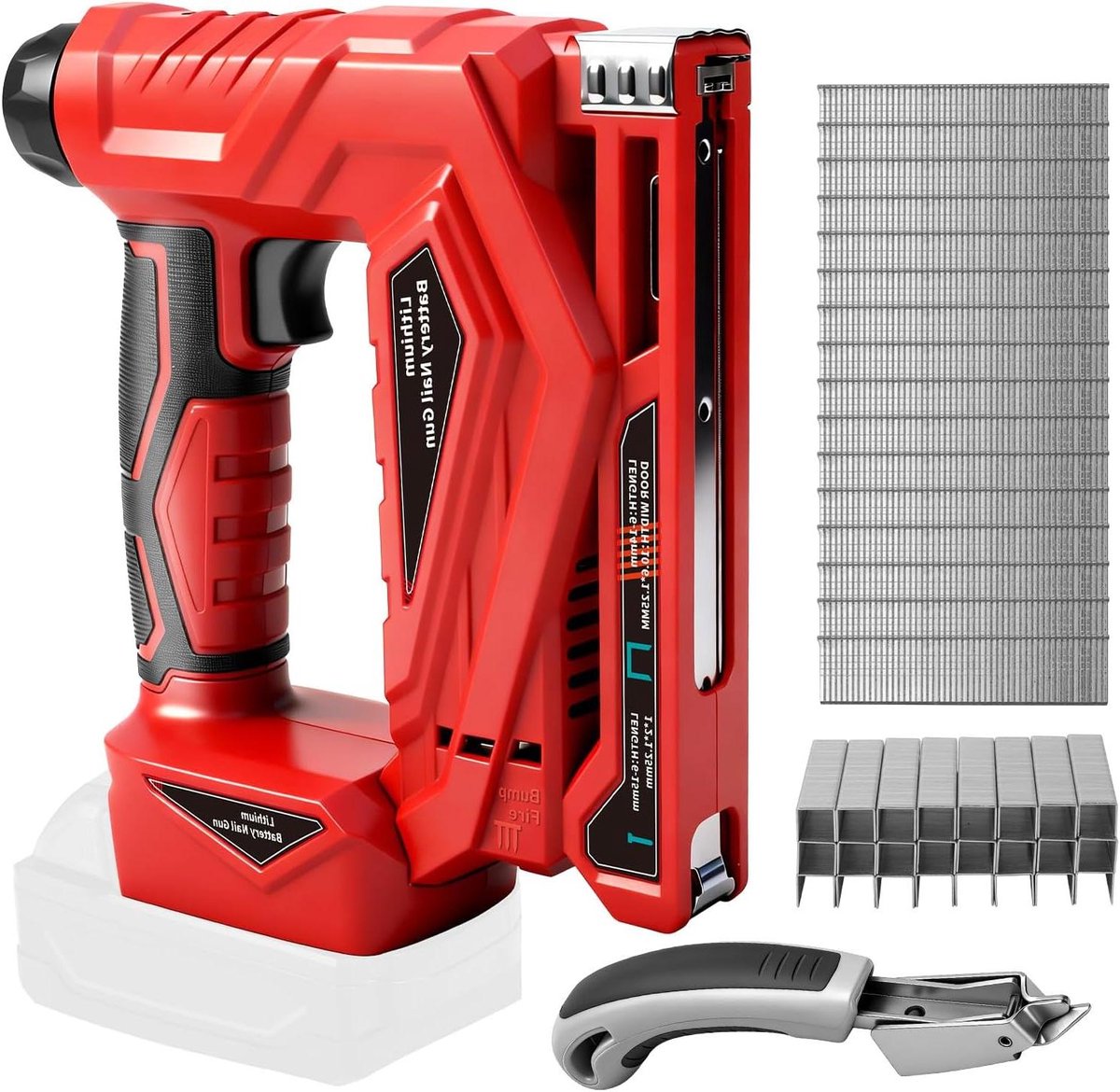 Accu Nagelpistool - Draadloze Tacker - Houtbewerking - Borstelloze Motor - 2-in-1 - Rood