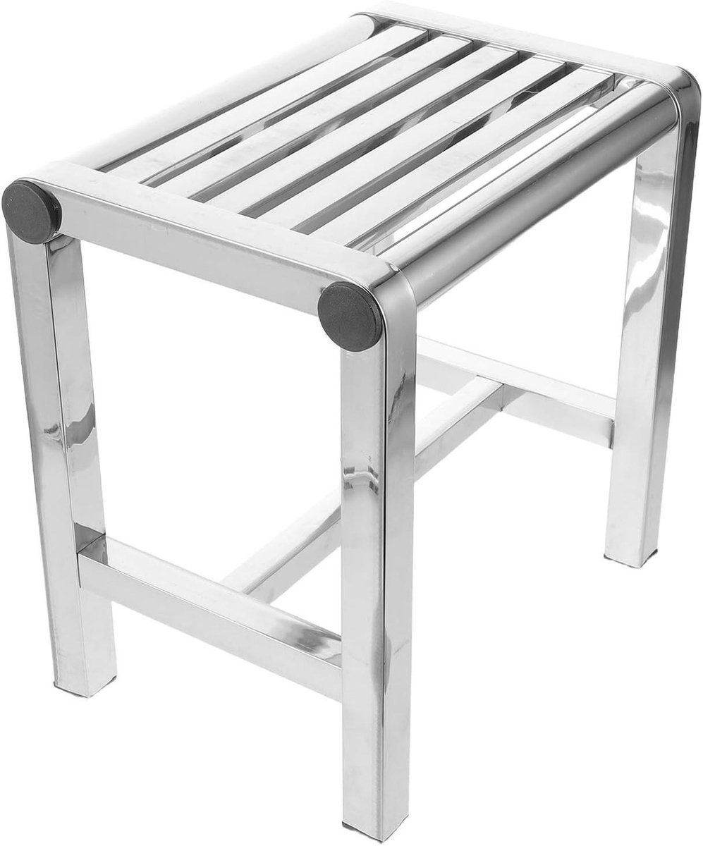 Douche Kruk - Badkrukje Voetenbankje - Veilig Douchen - Antislip Metalen Basis - 31x30x20cm - Zilver