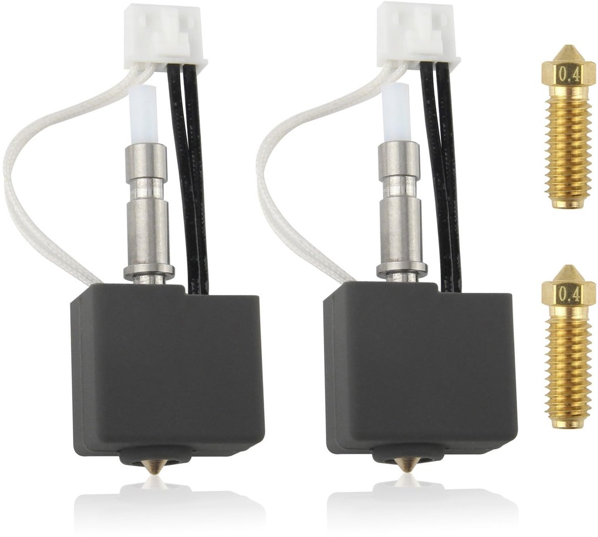 Dailygoods- Hotend Kit 4 Stuks - Upgrade Keramisch - Messing Mondstukken 0,4 mm - Snelle Verwarming - Stabiele Extrusie - Zwart - 3D-printer Nozzle