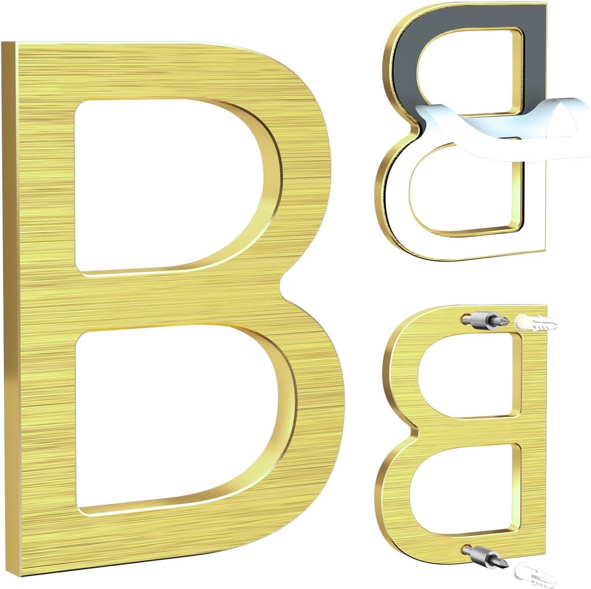 Dailygoods - Goudkleurig Huisnummer 12,5 cm - Massief Aluminium, Weerbestendig en Zelfklevend
