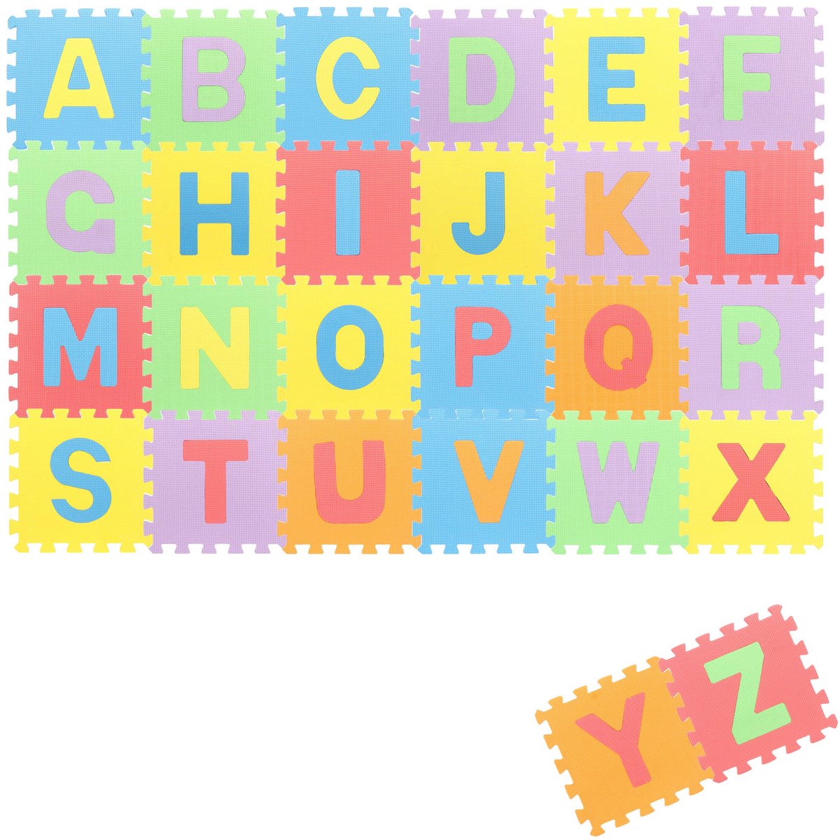 SnelShoppen - 26-delige vloerpuzzel met letters, zachte puzzelmatten voor kinderen vanaf 2 jaar, praktische vloerbeschermer in diverse kleuren