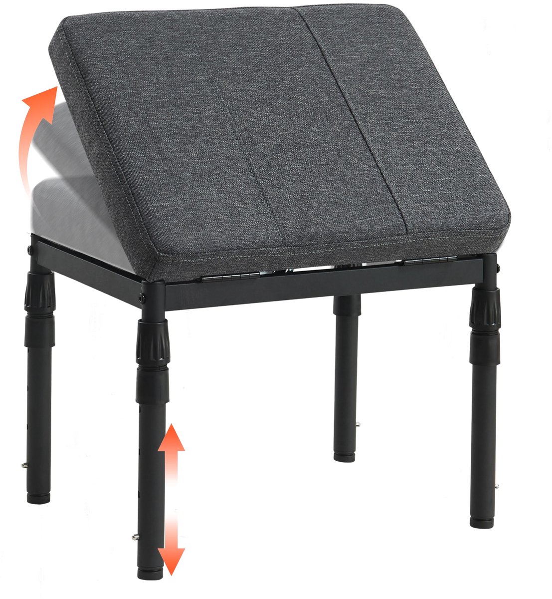 SnelShoppen - Verstelbare Voetensteun Bureau Ergonomische Ottoman met 4 Hoogtes en 60° Kanteling, Kuitsteun Kruk in Zwart Kunstleer voor Kantoor en Th
