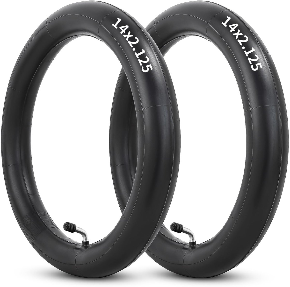SnelShoppen - 14 x 2.125 Butyl Bike Binnenband met CR202 Gebogen Ventiel voor Elektrische Scooters en E-bikes - Compatibel met 14x1.90, 14x1.95, 14x2.