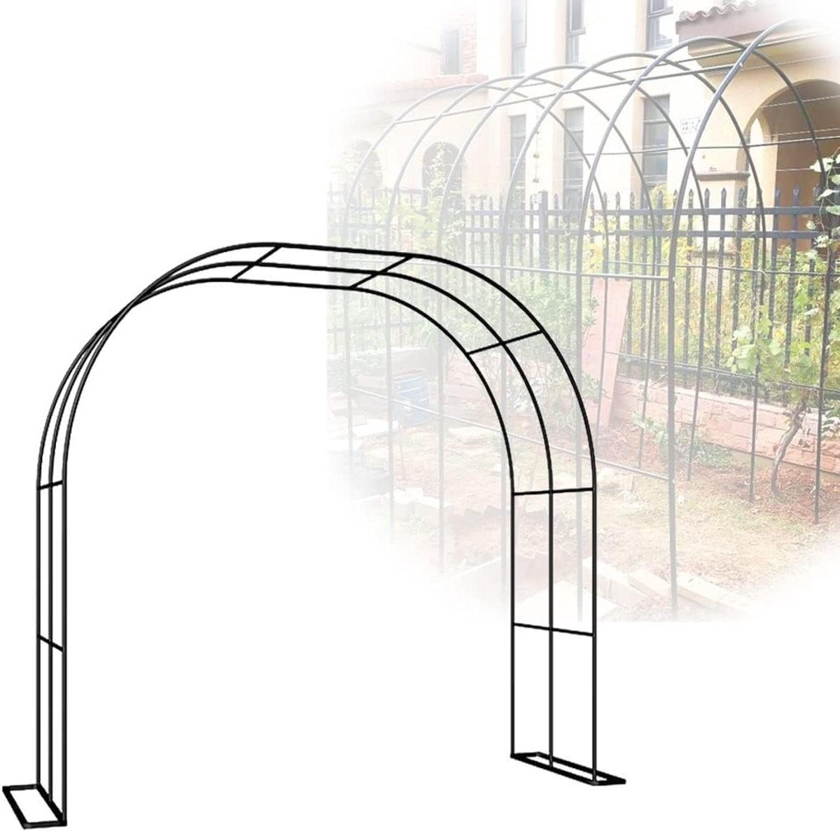 Rozenboog Tuin - Prieel Klimplanten - Tuin Decoratie - Gegalvaniseerd Staal - B240 x H250 cm - Zwart