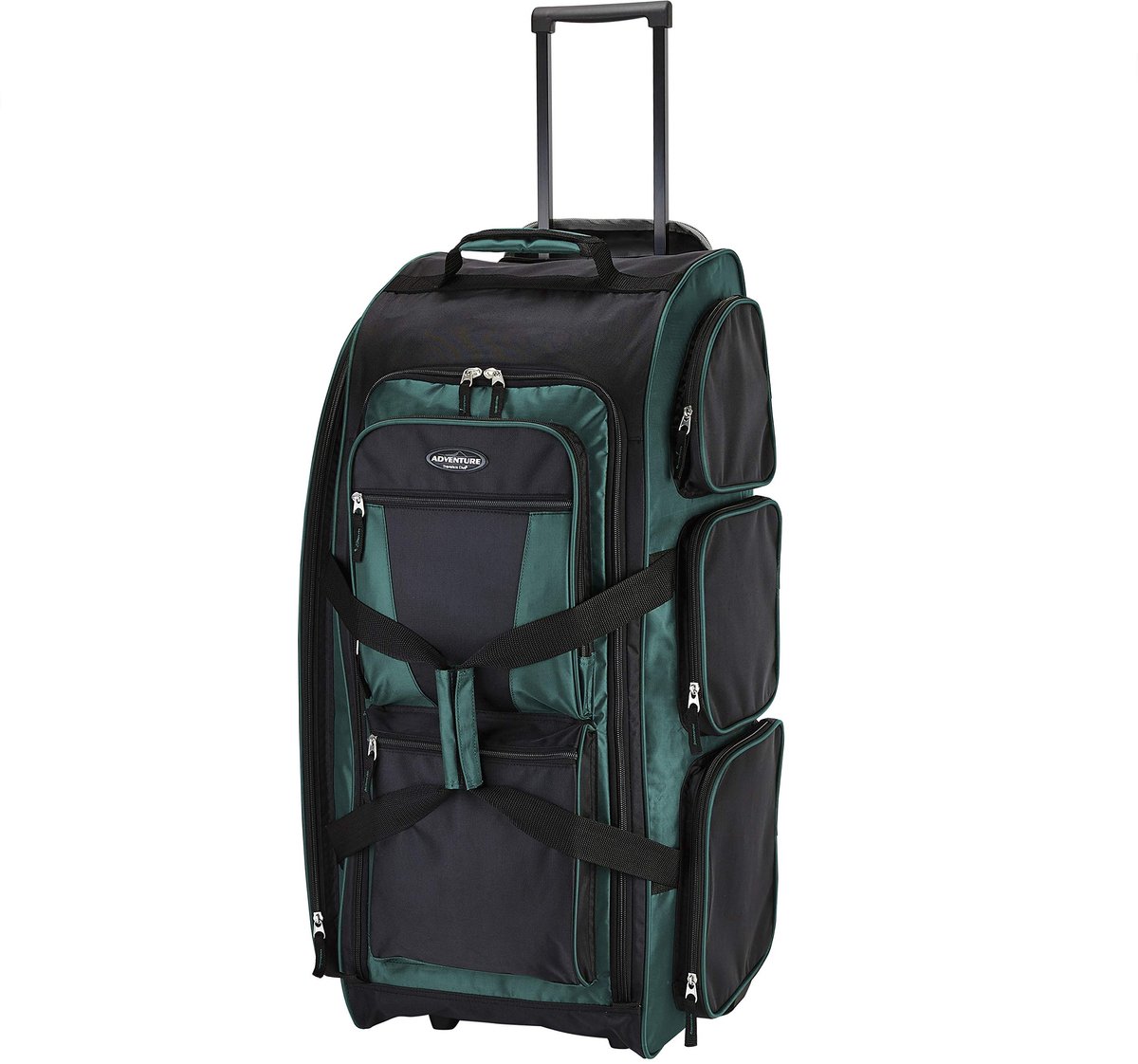 SnelShoppen - Grote 76 cm rechtopstaande duffeltas op wieltjes - Groenblauw - Multi-vakken - Ideaal voor reizen, camping en sport