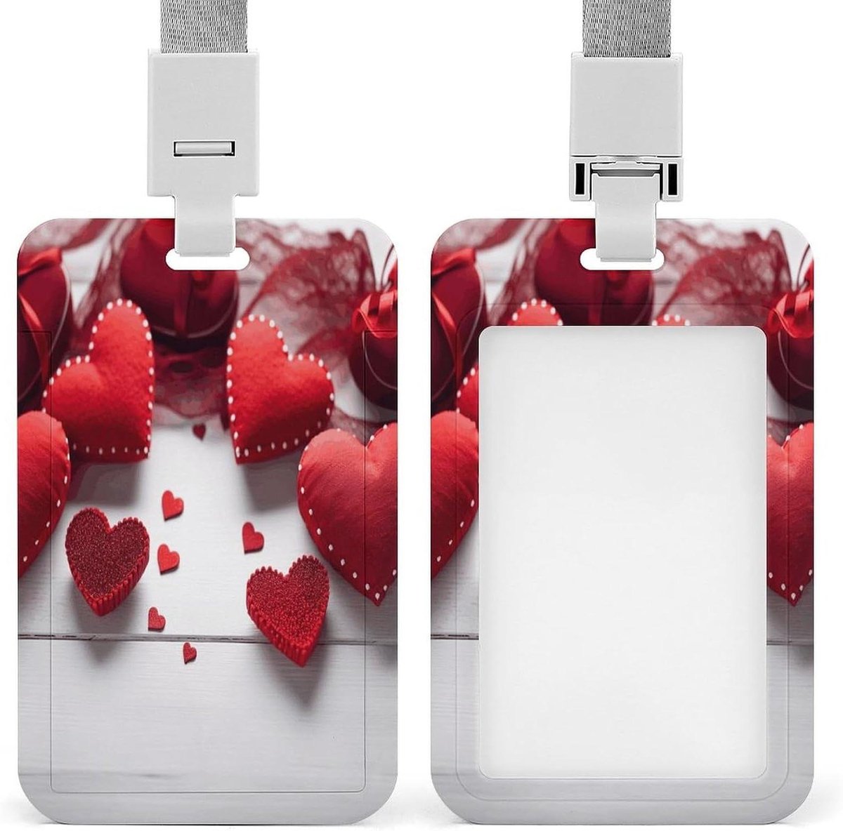 ID-badgehouder met Lanyard - Naamkaarthouder Kaarthouder - Kantoor Werk - Robuuste ABS-kunststof - 15 x 13 x 1 cm - Rood