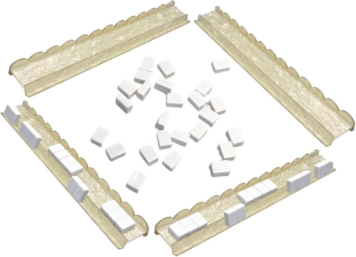 Mahjong Houders - Tegelrekken Mahjong Accessoires - Spelavonden Organiseren - Magnetische Schuivers - 4 stuks - Schelpkleur