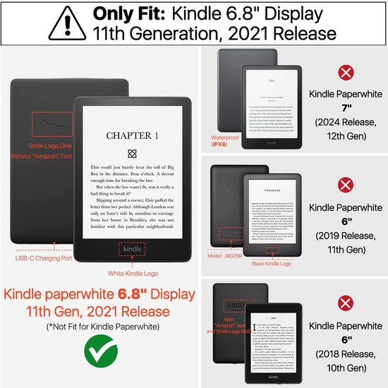 Beschermhoes Kindle Paperwhite - E-reader hoes Kindle cover - E-reader beschermen - Automatische slaapwek functie - 68 inch - Melkstraat — afbeelding 2