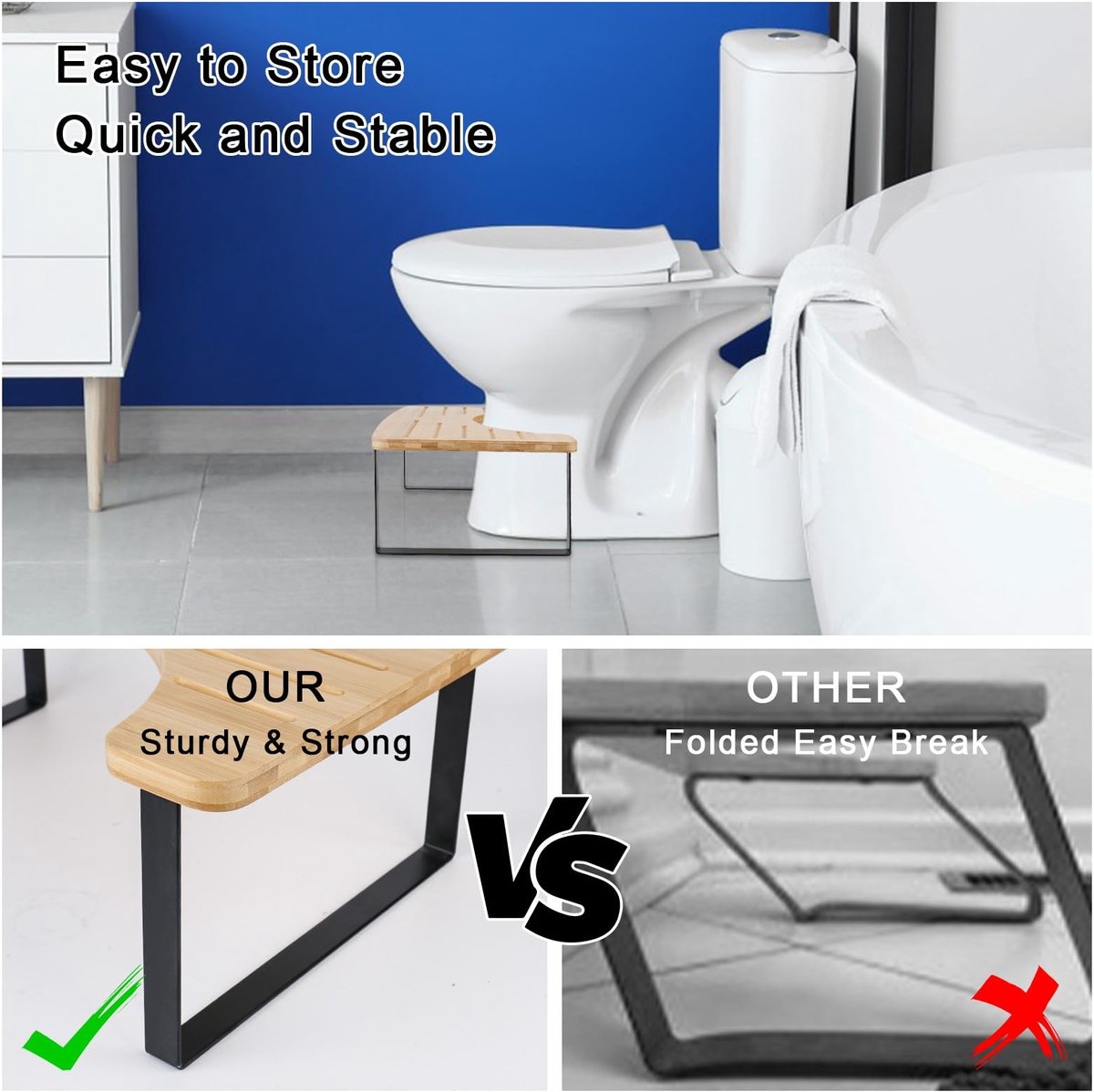 Dailygoods - Toilet Footstool - Houten Voetenbank voor Volwassenen en Kinderen