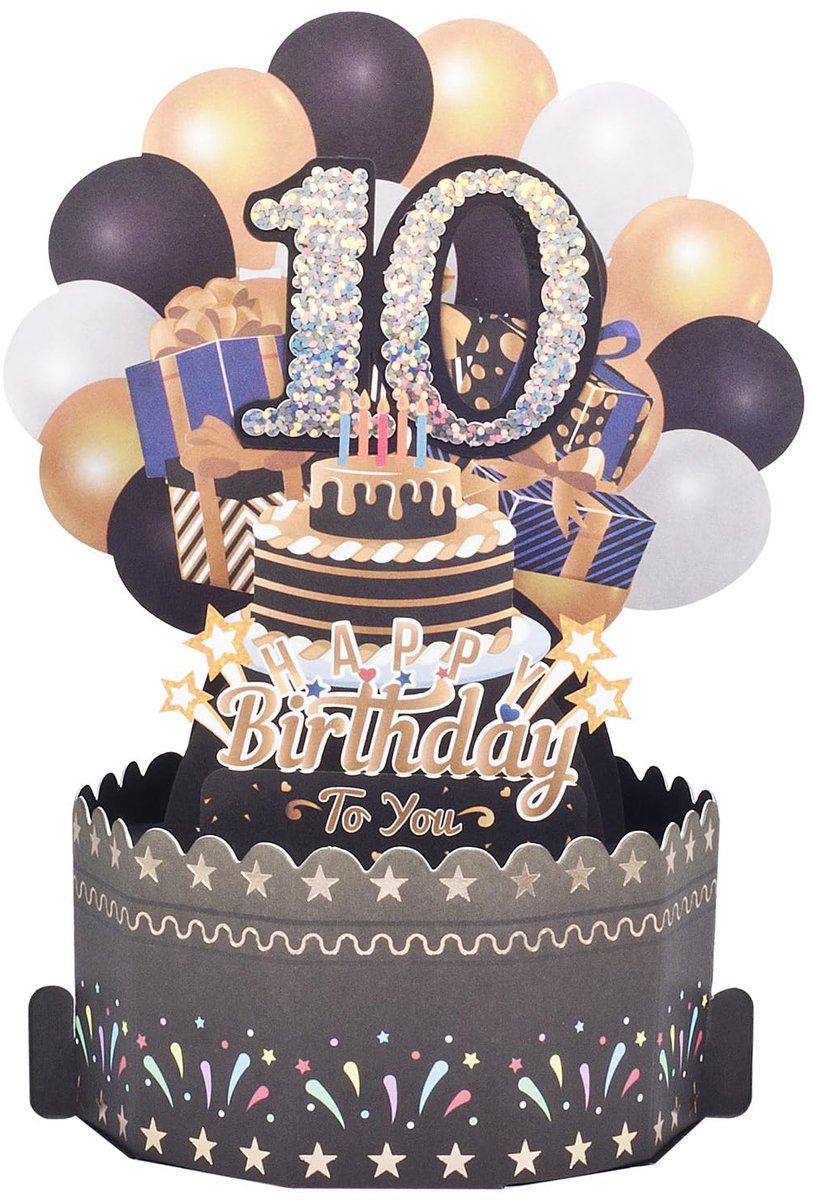 Dailygoods - Pop Up Verjaardagskaart voor Jongens - 3D Taart en Ballonnen