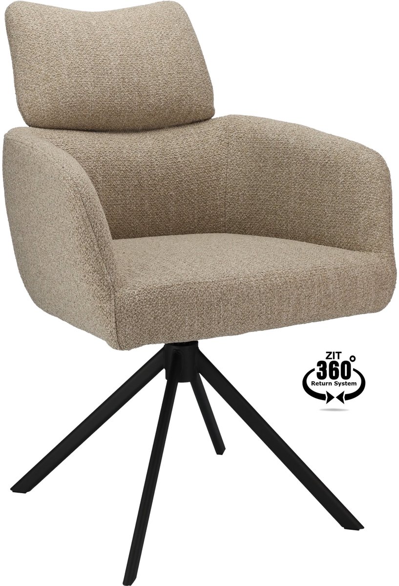 Icon Living - Armstoel Lina Stof Rhythm Liver Leg Black 360° Return-system