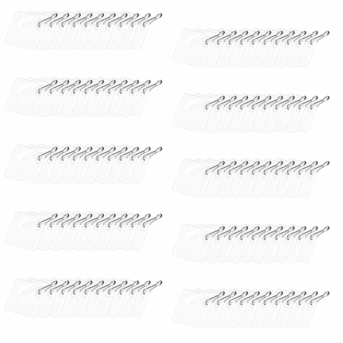 Dailygoods - 100 Stuks Witte Plastic Sleutelhangers met Karabijnhaak
