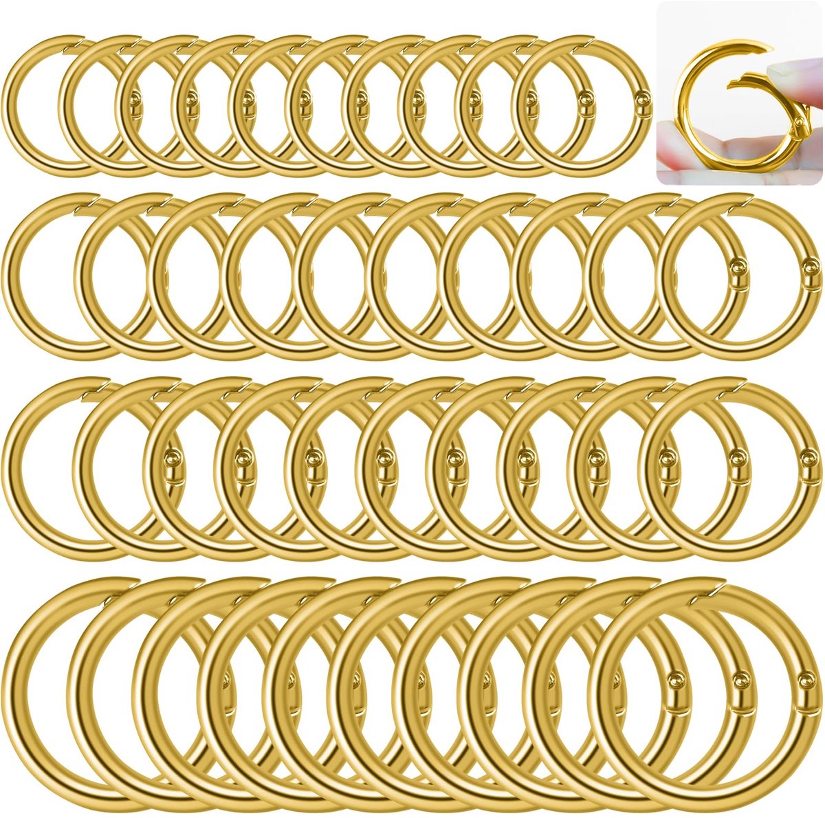 Dailygoods - 40-delige Ronde Karabijnhaak - Metalen O-ringen voor Tassen en DIY Ambachten