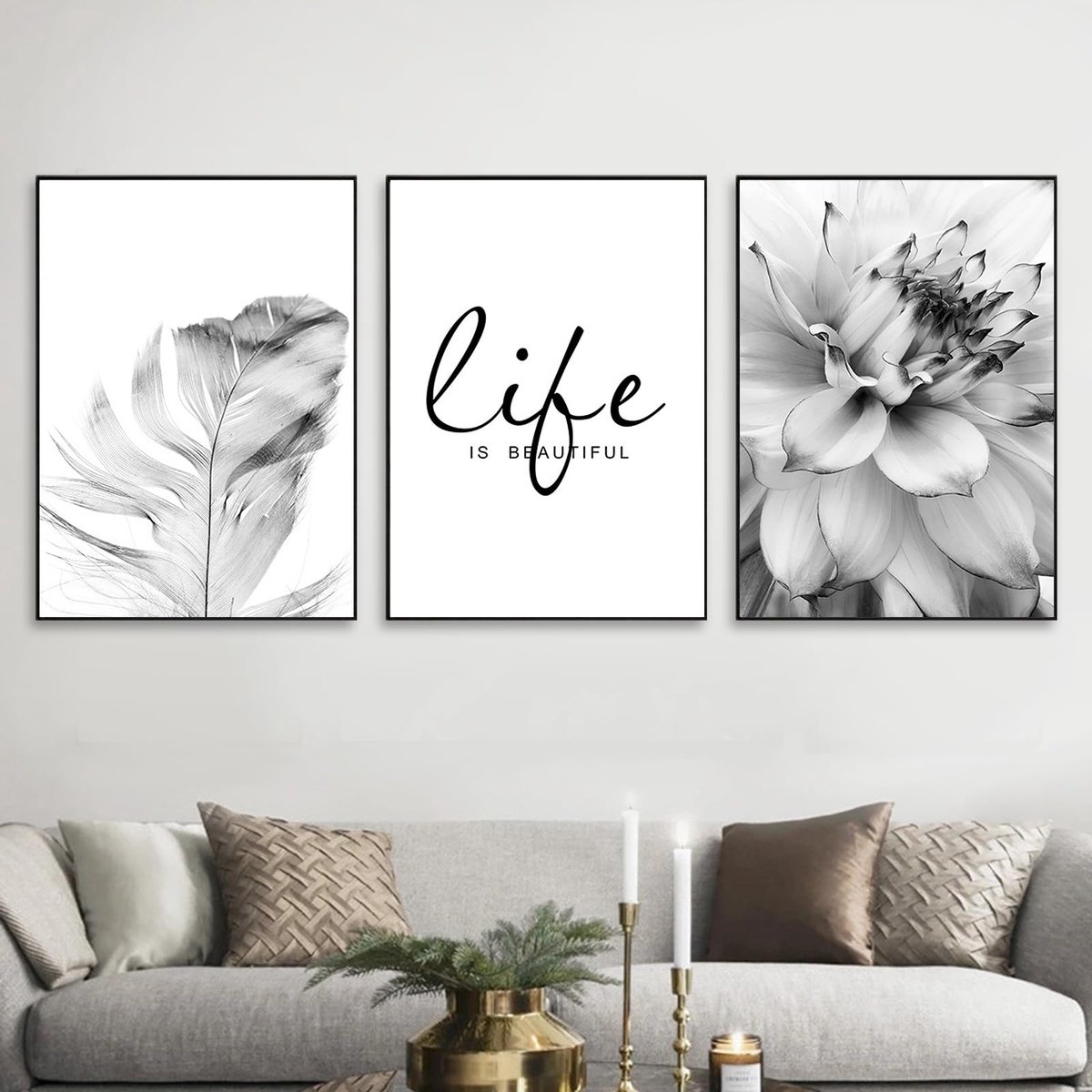 Dailygoods - Set van 3 Zwart-Wit Aesthetic Posters voor Wanddecoratie