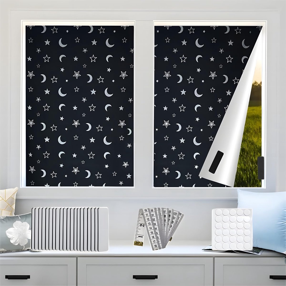 Dailygoods - Tijdelijke Zwarte Verduisteringsgordijn 300x145cm - Geen Boren Nodig