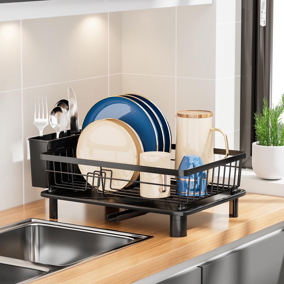 Dailygoods - Afwasrek met Afvoerbak - Ruimtebesparend en Duurzaam Design