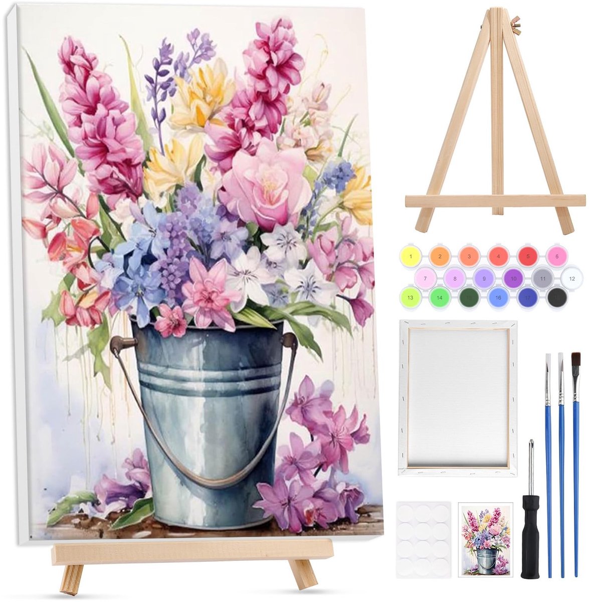 Dailygoods - Painting by Numbers Volwassenen met Lijst en Easel - DIY Schilderij Set met Verf en Kwasten