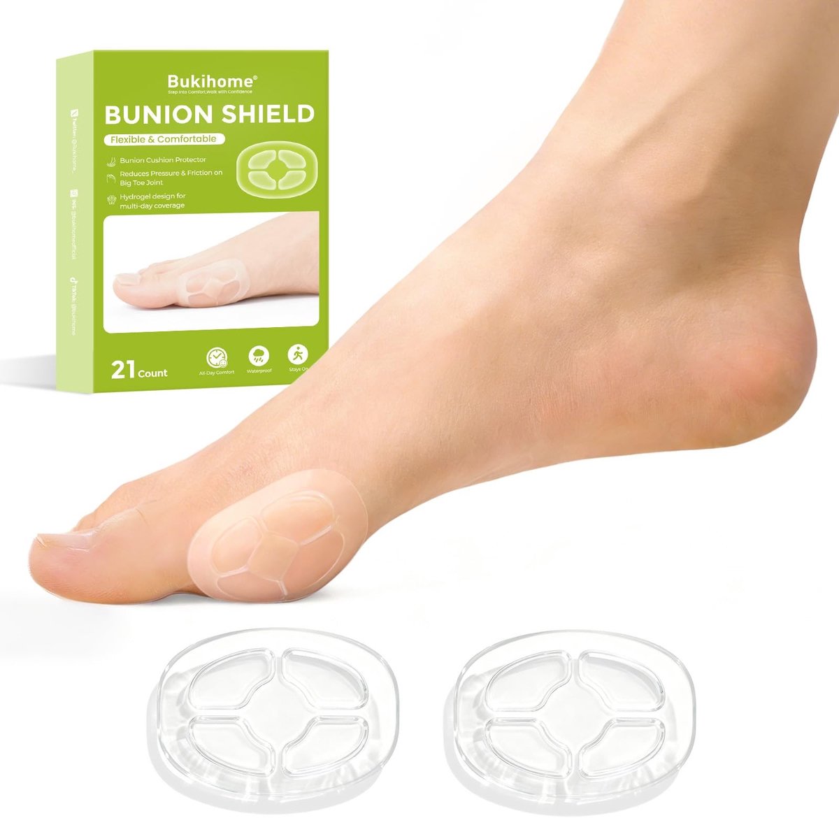 Dailygoods- Bunion Kussens met Hydrogeltechnologie - Eeltknobbelbescherming - Dempende Bescherming - Waterdicht - Zelfklevend - Comfortabel voor de Hele Dag - Eeltknobbelbeschermers