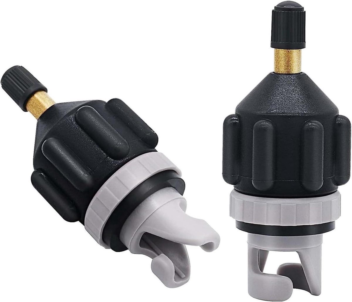 Luchtpompadapter Set - Pomp Converter Klep - Opblaasbare Boten Vullen - Universele Compatibiliteit - 2 Stuks - Zwart