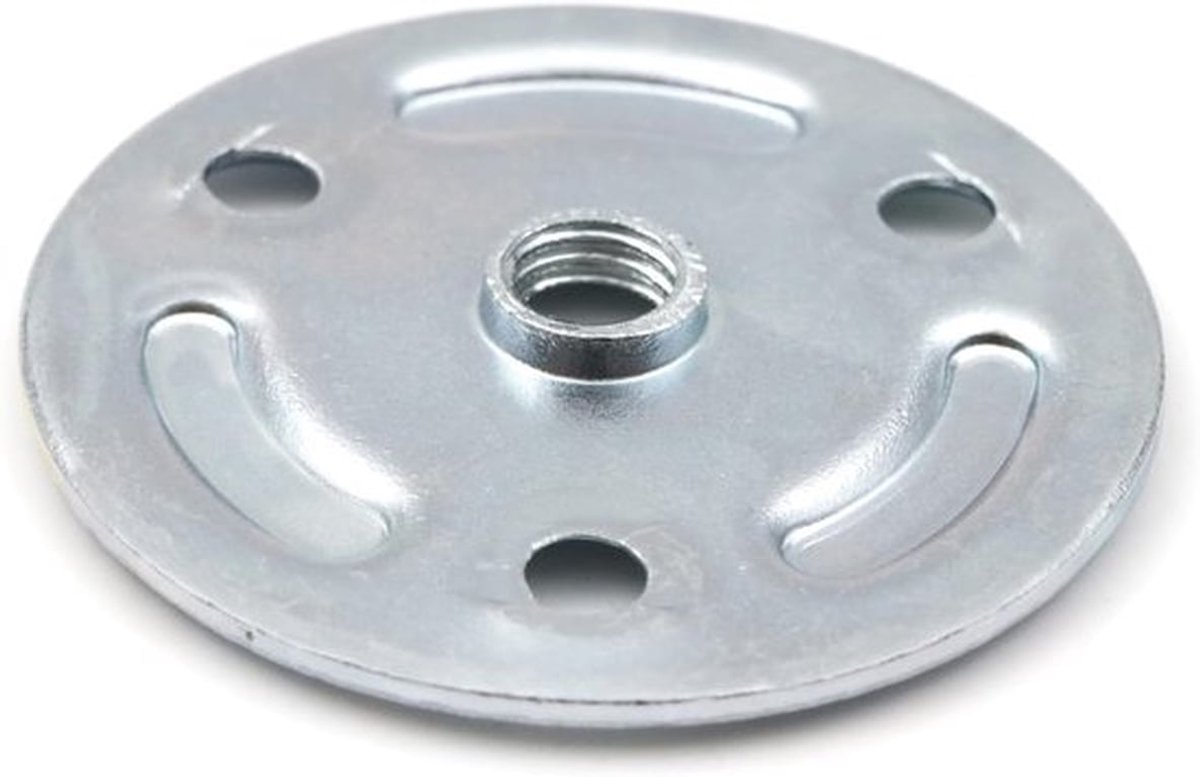 - Montageplaat - Schroefplaat rond 50 mm - Ideaal voor meubels - M10-schroefdraad - Robuust materiaal - Geschikt voor tafels en kasten