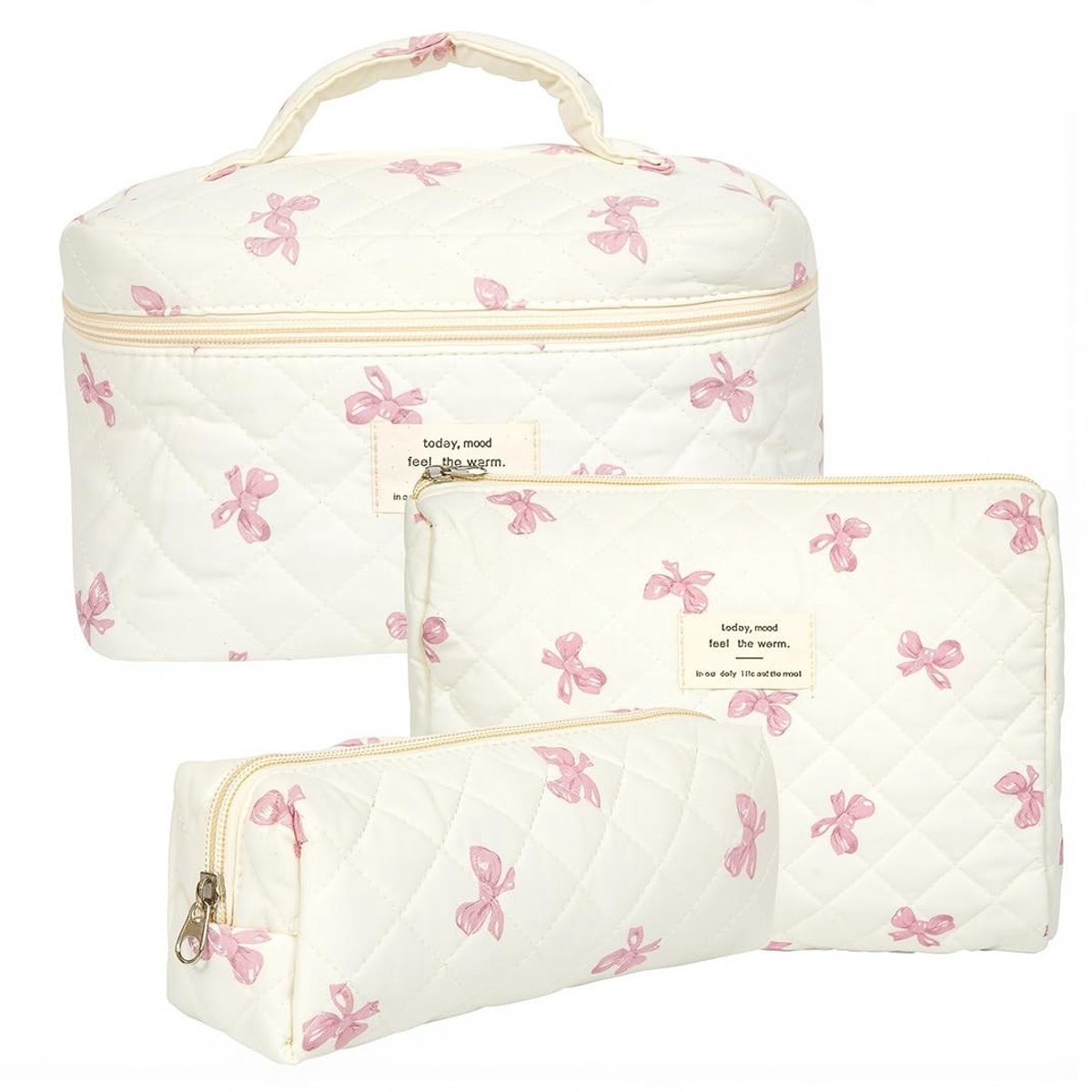 Dailygoods - Set van 3 Katoenen Toilettassen - Duurzaam en Comfortabel voor Reizen