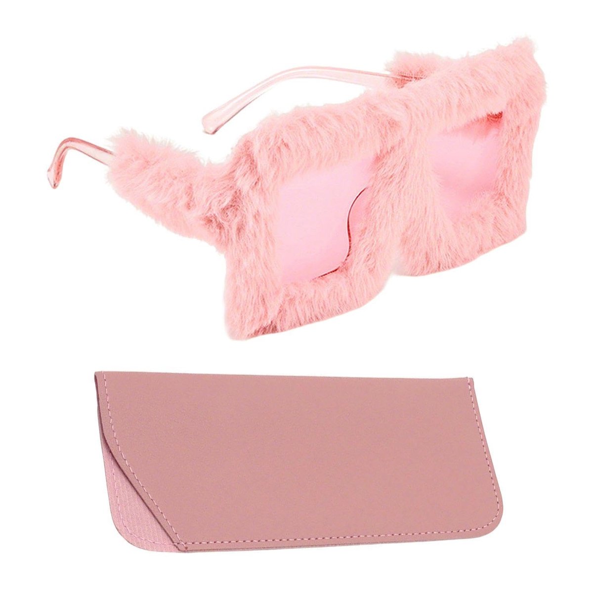 Dailygoods - Roze Pluche Bril en Brillenkoker - Creatieve Feestbril