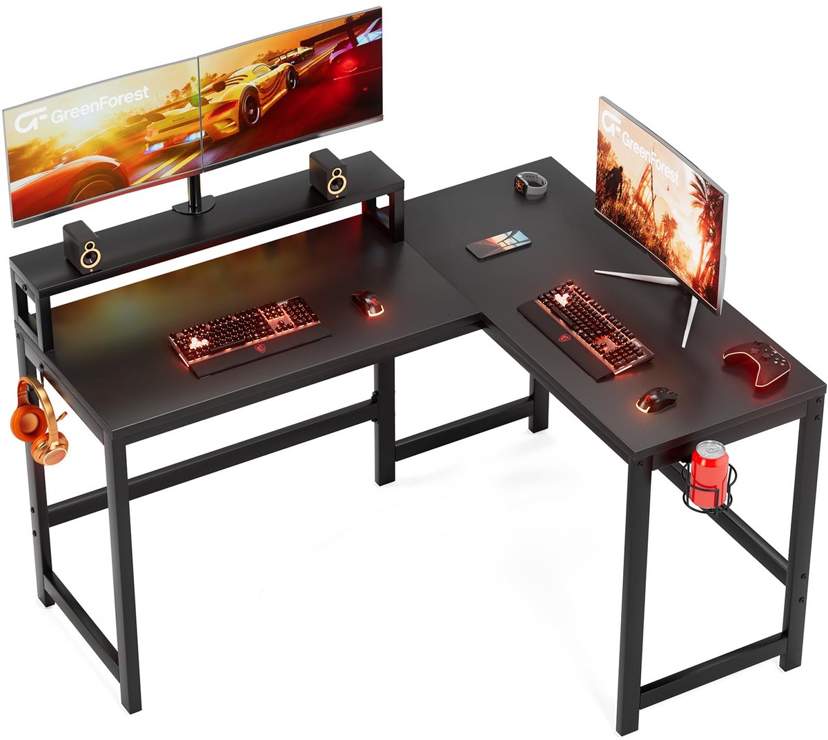 Dailygoods - L-vormig Computerbureau Hoekbureau 128cm - Zwart voor Kleine Ruimtes