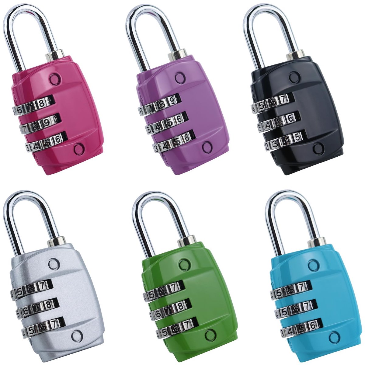 Dailygoods - 6 stuks cijfersloten met cijfercode - Weerbestendige hangsloten voor bagage