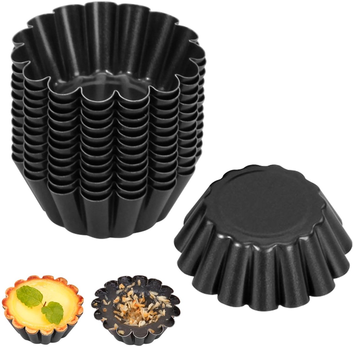 Dailygoods - 12pcs Mini Cake Moulds - Metalen Mini Cakevormen voor Taarten en Muffins