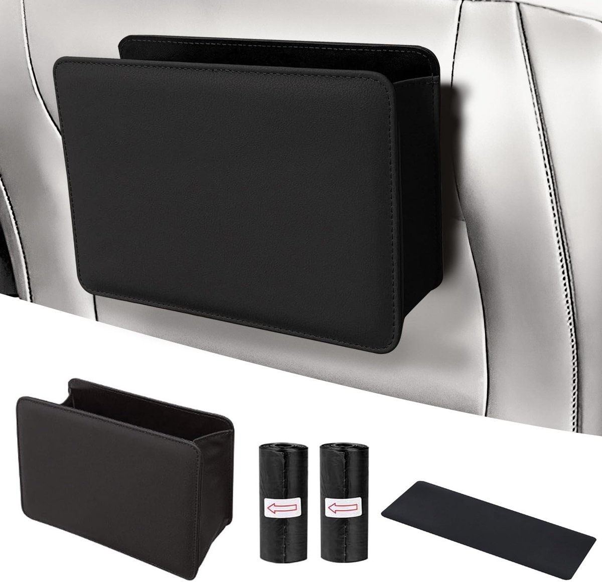 Dailygoods - Mini Afvalbak voor in de Auto - Vouwbare Organizer met 100 Zwarte Vuilniszakken