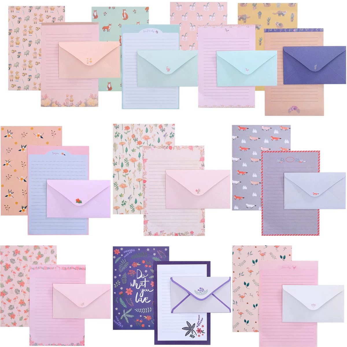Dailygoods - Mooie bloemen envelop set A5 met 60 vellen papier en 30 enveloppen voor brieven