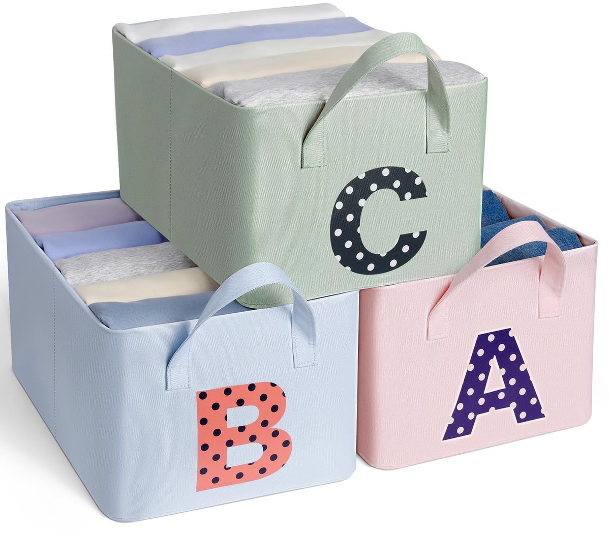 Dailygoods - Opbergmanden Set van 3 - Vouwbare Stoffen Boxen voor Kinderspeelgoed