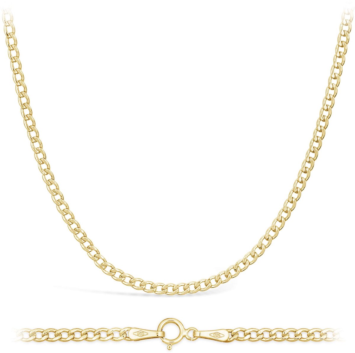 Dailygoods- Panserketting 14 Karaat Geelgoud - Unisex - Breedte 2,3 mm - Lengte 44-70 cm - Gewicht 1,80-2,75 gr - Inclusief sieradenetui - Sieraad