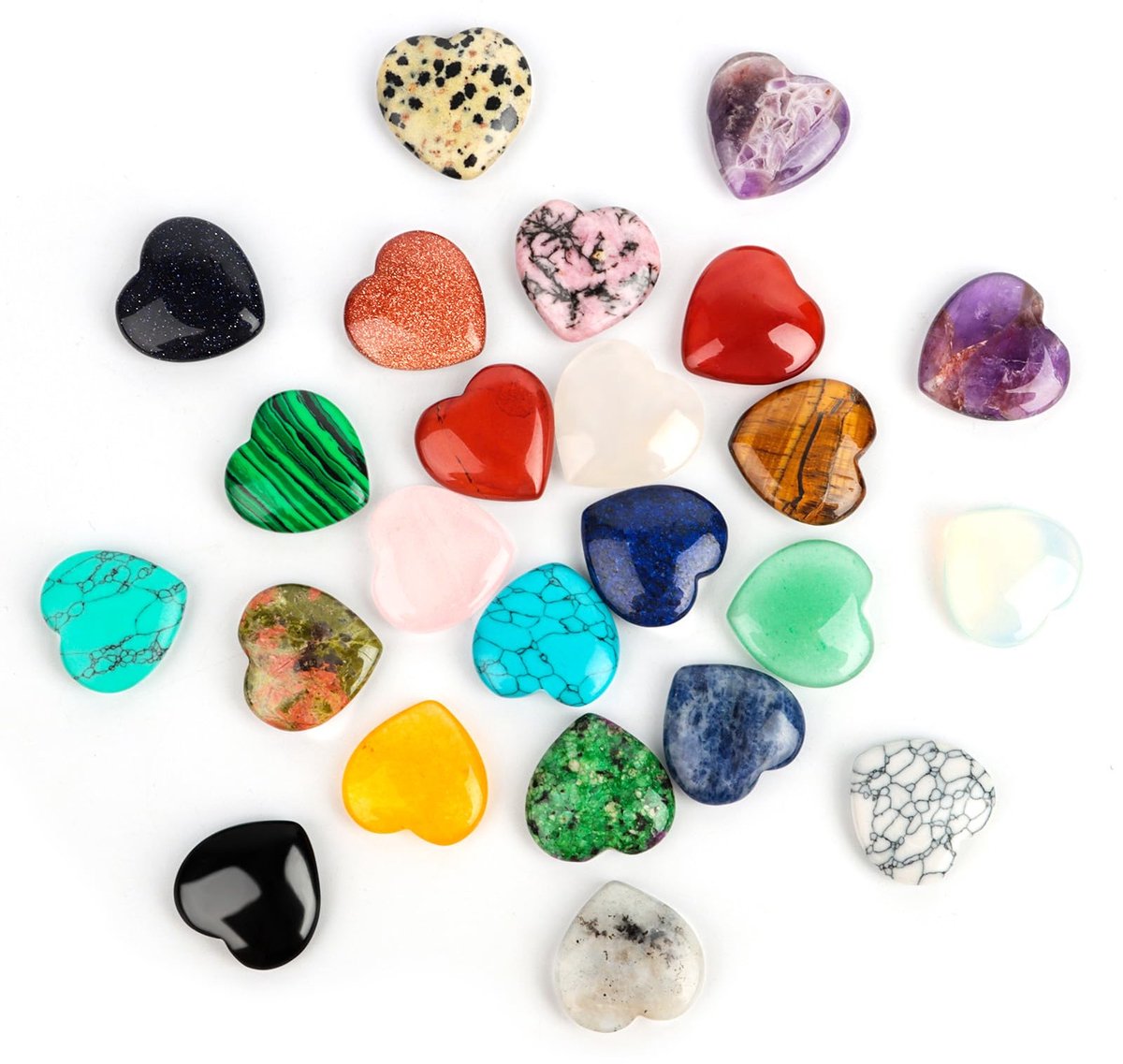 Dailygoods- Kristallen Stenen 24 Stuks - Natuurlijke Edelstenen - Hartvormige Kristallen - Meditatie - Doe-het-zelven - Compact 20mm