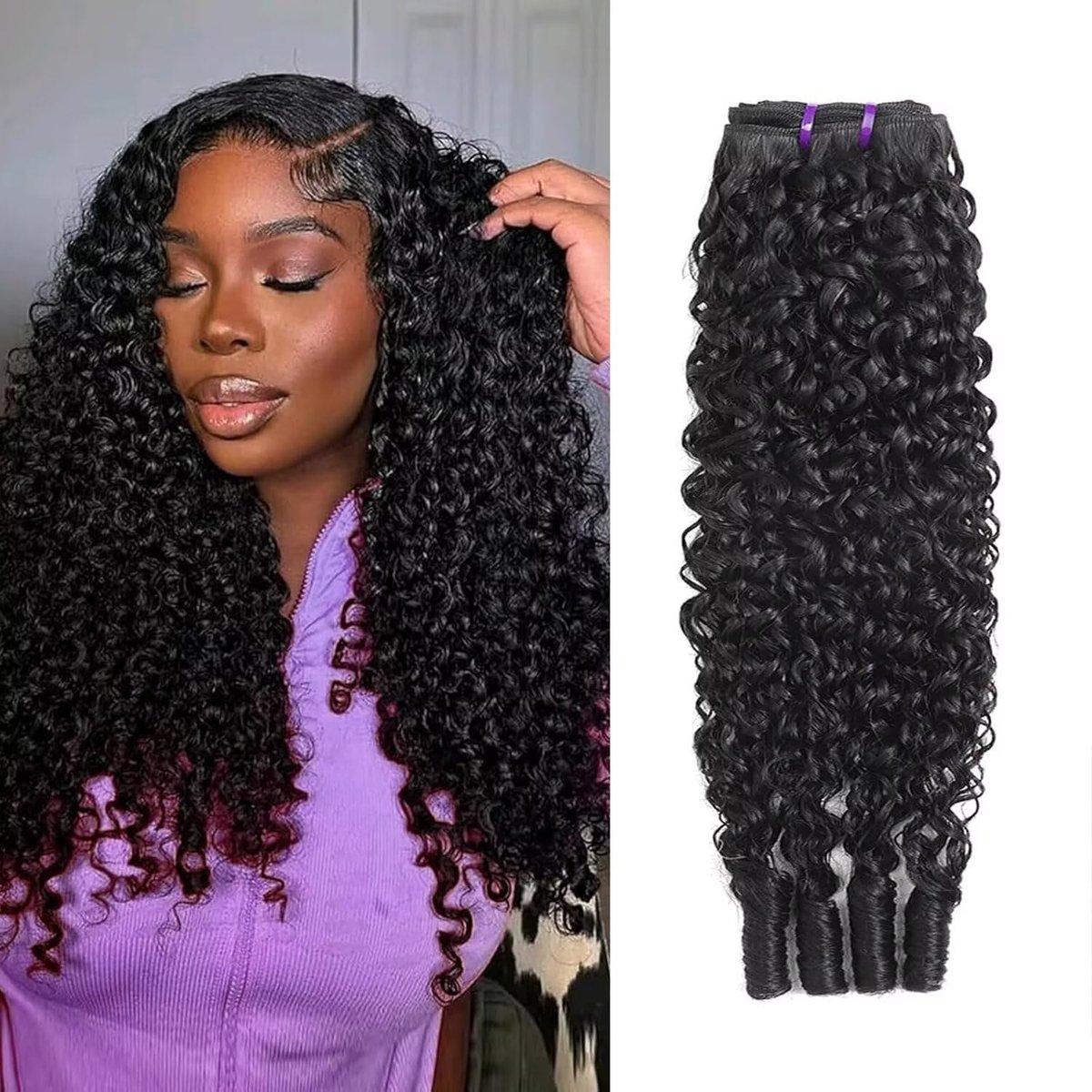 Dailygoods - Burmese Krullende Haarbundels - 100% Natuurlijk Menselijk Haar, 66 cm