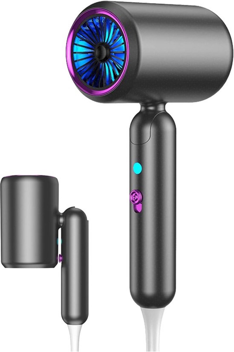 SnelShoppen - Vouwbare Haardroger met Drie Temperatuurinstellingen, Negatieve Ionen en Blauwe Licht Technologie voor Optimale Haarverzorging - Ideaal