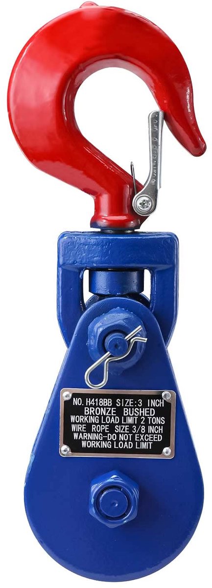 Dailygoods - 2 Ton Pullys met Draaibare Haak - Heavy Load voor Kabels en Lieren