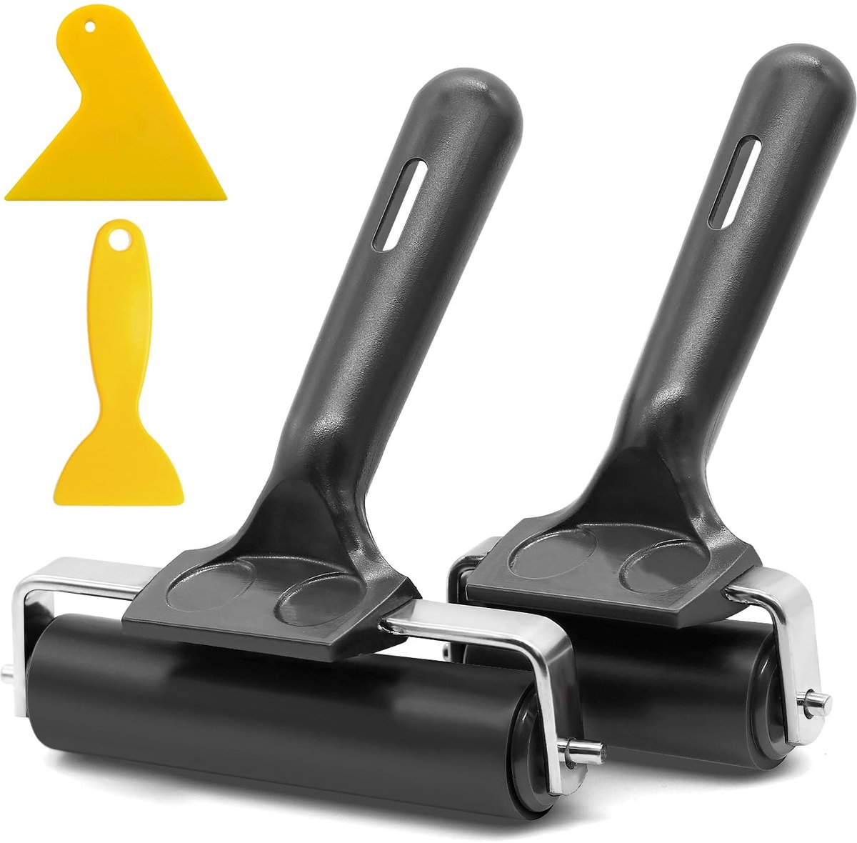 Dailygoods - Set van 2 Rubberrollers voor Linoleumdruk - Inclusief 2 Schrapers