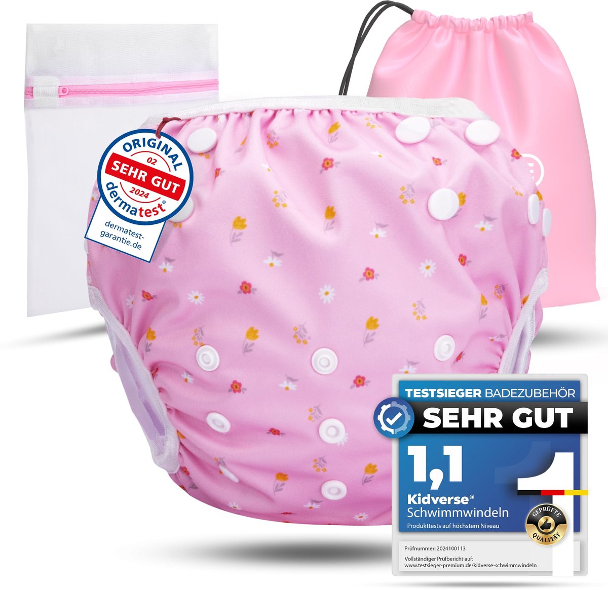 SnelShoppen - KIDVERSE zwemluiers baby 0-3 jaar - herbruikbare, huidvriendelijke zwemluiers met sterke absorptie, opbergzakje & wasnet - ideaal voor z