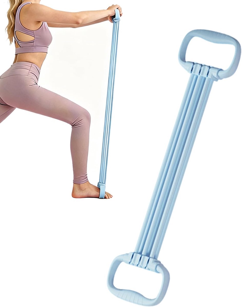 KZQ Weerstandsband met Handvatten - Antislip fitnessband voor kracht- en rekoefeningen - Geschikt voor thuisgebruik, yoga, pilates en therapie - Blauw