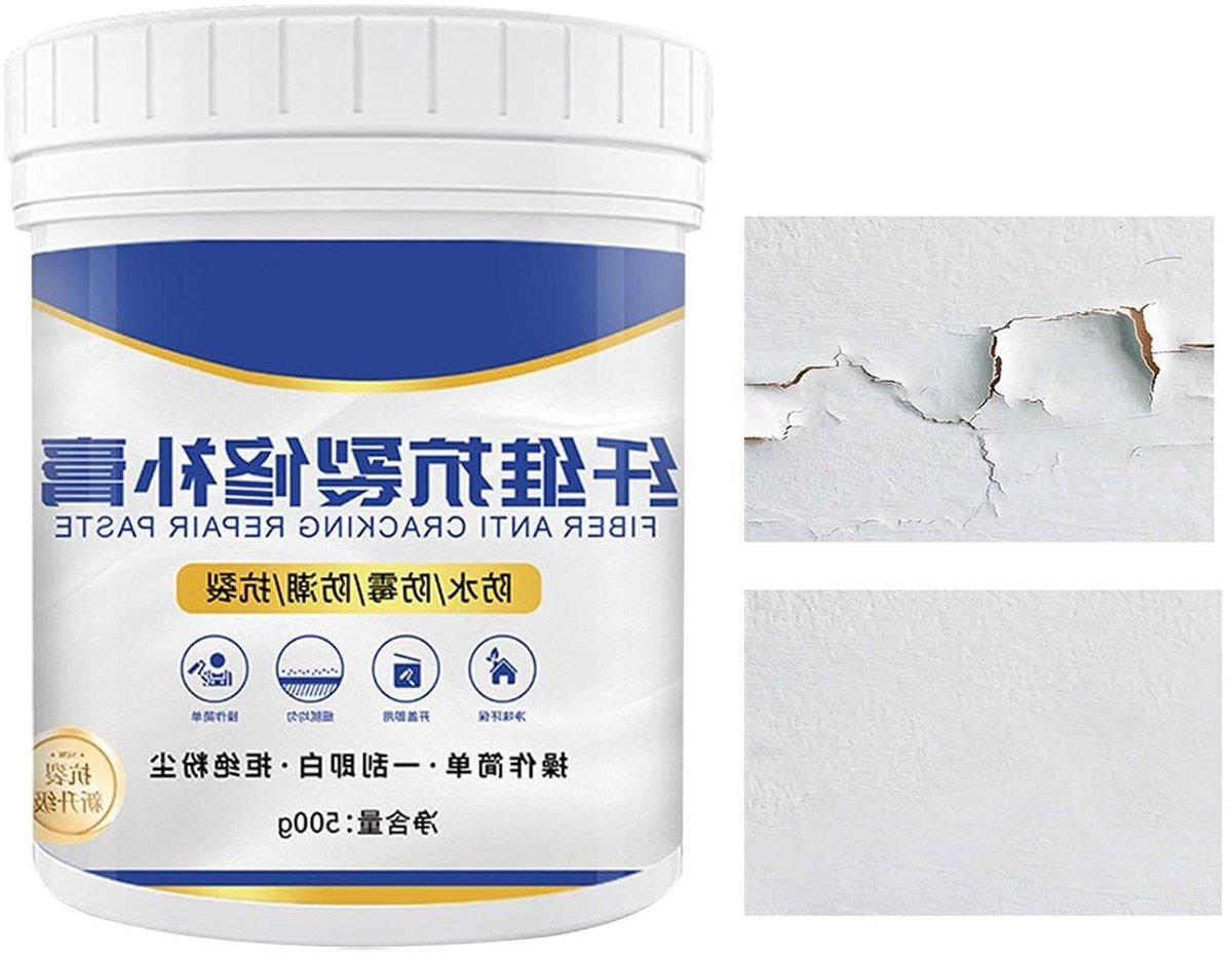Reparatiepasta Muurvezels - Muurherstel Putty - Scheuren Dichten - Elastisch Waterdicht - 500 G - Wit